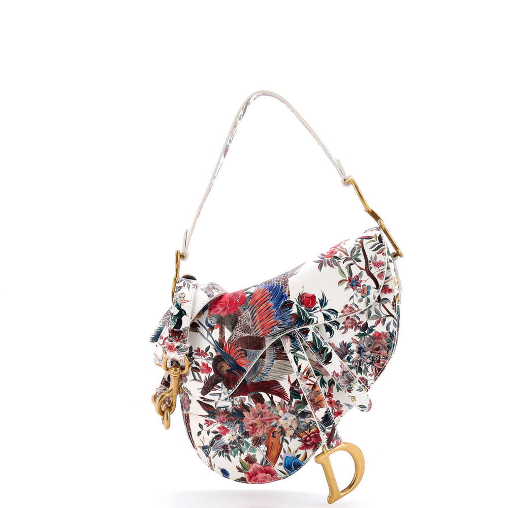 Christian Dior Medium Saddle Handbag with Strap Printed Leather